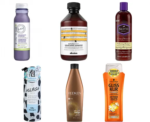 Шампуни: Biolage, Davines, Biotin, Milrish, Redken, Glis Kur