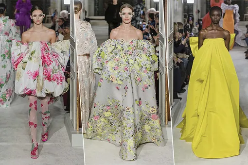 Наталья Водянова и Наоми Кэмпбелл на показе Valentino Couture Spring Summer 2019