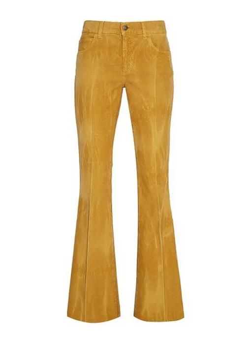 Вельветовые брюки-клеш горчичного оттенка со стрелками, Gucci, 59 200 руб. (на сайте Aizel)
