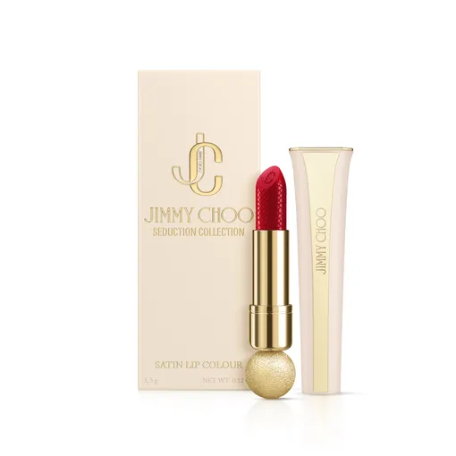 Сатиновые помады Satin Lip Colour, Purple Night, Red Carpet, Seduction Collection, Jimmy Choo, около 4199 рублей каждая